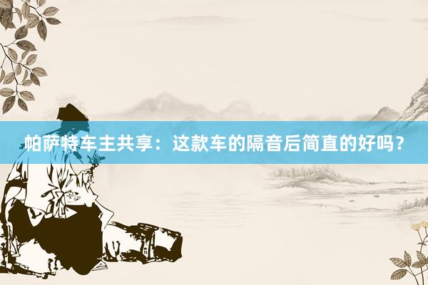 帕萨特车主共享：这款车的隔音后简直的好吗？