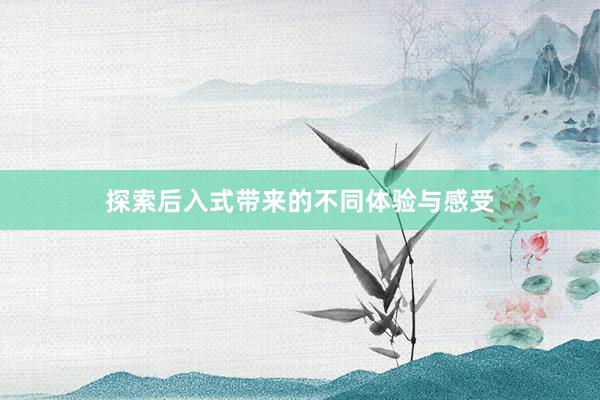 探索后入式带来的不同体验与感受